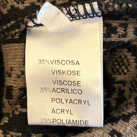 Schiffhauer cardigan sweater 42 tan black crewneck long sleeves snap closure - Picture 11 of 12